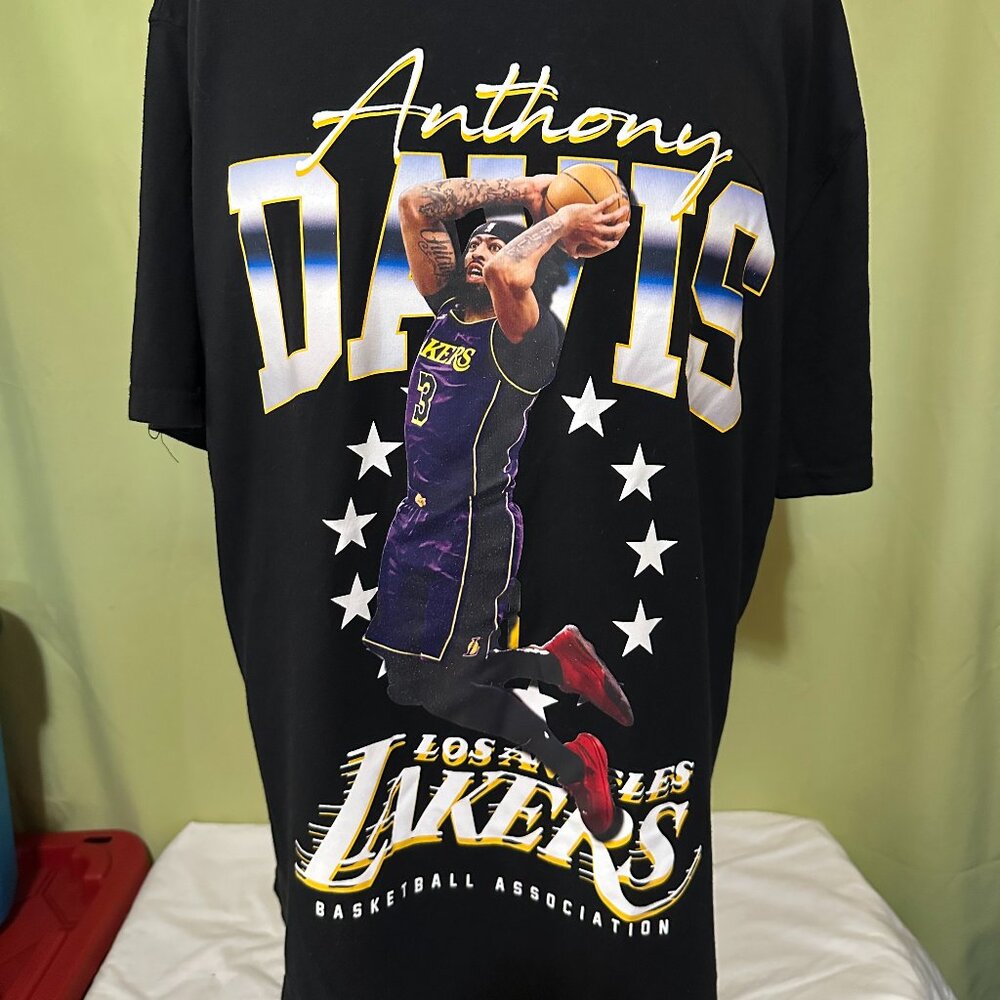 Anthony Davis Los Angeles Lakers NBA Men's Black T Shirt 3XL Cotton